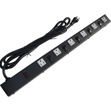 E-Dustry Power Strip, Switched, SJT, 5-15R, 5-15P, 6 ft., White EPS-2069MBL
